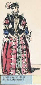 Dronning Mary Stuart, kone til Francois 2 (farget gravering) av French School