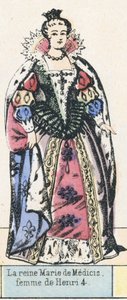 La reine Marie de Medici, femme de Henri 4 (farget gravering) av French School