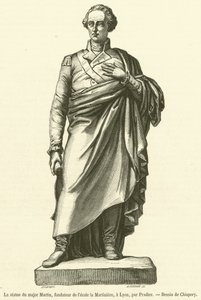 Statuen av major Martin, grunnlegger av Martiniere-skolen, i Lyon (gravering) av French School
