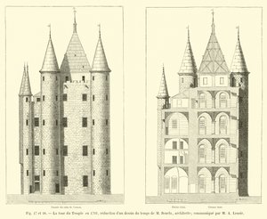 Tempeltårnet i 1793, reduksjon av en tegning fra tiden til M Bourla, arkitekt; kommunisert av M A Lenoir av French School