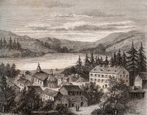 Lac de Gerardmer - Alsace Champagne Ardenne Lorraine - engraving in “La France illustree: geography, history, statistical administration” by V.A. Malt-Brown. 1884 av French School