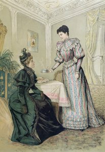 Damer som drikker te. ca. 1890 av French School