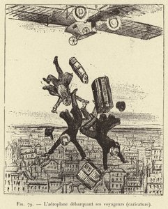 Flyet går av passasjerene (karikatur) (gravering) av French School