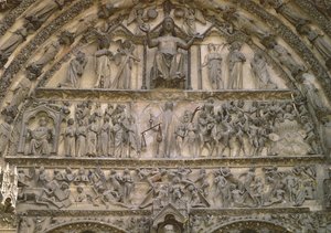 Siste dom, tympanon til den sentrale portalen til vestfasaden, 1200-tallet av French School