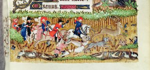 Lat 1156 B f.163 november; hjortejakt, fra Hours of Marguerite dOrleans, 1426-38 av French School