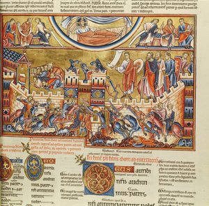 Lat 8846 f.76, Beleiring av en by, fra Hebraica Romana Gallica av French School