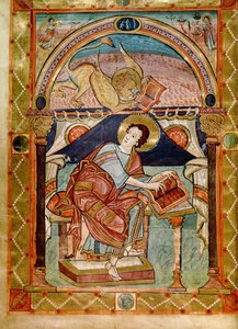 Lat 8850 f.81v St. Mark, fransk, fra Court School of Charlemagne av French School