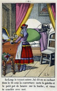 Le Chaperon Rouge dans la chambre du loup - i ""Den lille rødhette"", red. Pellerin, Epinal, n.d. 19. av French School