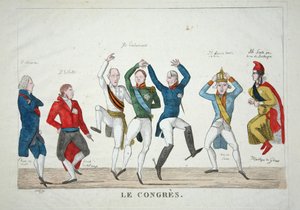 Le Congres, pub. 1814 (håndfarget gravering) av French School