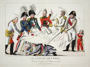 Le Gateau des Rois, tegnet på kongressen i Wien i 1815, pub. av French School