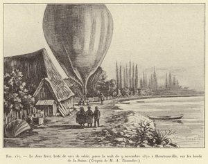 Jean Bart, tynget av sandsekker, tilbrakte natten til 9. november 1870 i Heurteauville, ved bredden av Seinen. av French School