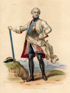 Le Marechal de Saxe (farget gravering) av French School