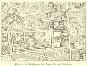 Palais-Royal i 1652; fragment av planen til Gomboust av French School