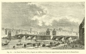 Pont-Neuf i 1760, etter et maleri av Raguenet som tilhørte Samaritaine-badene av French School