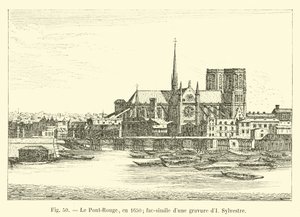 Den røde bro, i 1650; faksimile av en gravering av Sylvestre av French School