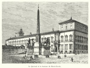 Quirinalen og fontenen til Monte-Cavale (gravering) av French School