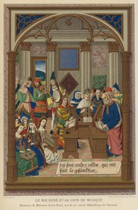 Kong Rene og hans musikkrett (chromolitho) av French School
