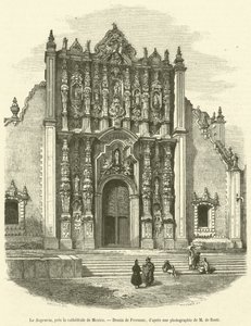Le Sagrario, pres la cathedrale de Mexico (gravering) av French School