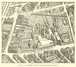 Templet, i 1734; faksimile av Turgots plan av French School