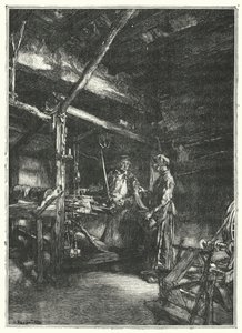 The Weaver (gravering) av French School