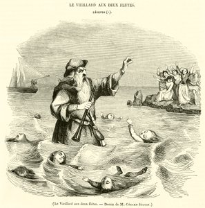 Den gamle mannen med to fløyter (gravering) av French School