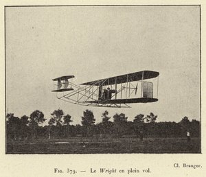 Le Wright en plein vol (gravering) av French School