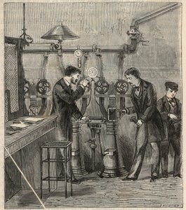 Det pneumatiske postkontoret i Paris - Pneumatisk post eller pneumatisk post i Paris - Gravering i "" Sciences mise à la range de tous - physics et chimie populaires"" av Alexis Clerc - Slutten av 1800-tallet - Privat samling av French School