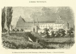 Slottet til ridderne av den teutoniske orden, i Marienburg, Preussen (gravering) av French School