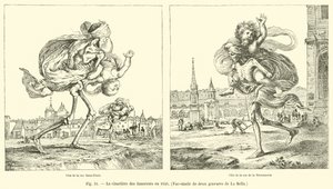 De uskyldiges kirkegård i 1640, faksimile av to graveringer av La Bella av French School