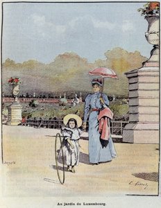 Le jardin du Luxembourg - i "Den lille franskmannen illustrert" "av 21.07.1900. av French School