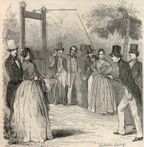 Duespillet i Mabille-hagen i Paris på 1800-tallet - Gravering i "" Tableau-de-Paris"" av Edmond Texier 1852 av French School