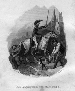 Markisen til Carabas Chanson de Beranger i "" Oeuvres completes"" (1834) av Pierre Jean de Beranger (1780-1857), fransk poet og låtskriver. av French School