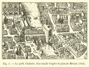 Le petit Chatelet, faksimile fra planen til Merian, 1648 av French School
