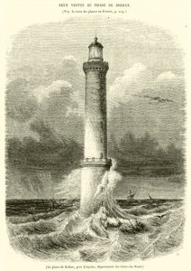 Brehat fyrtårn, nær Treguier, Côtes-du-Nord-avdelingen (gravering) av French School