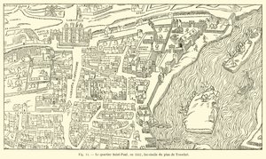 Saint-Paul-distriktet, i 1552, faksimile av Truschets plan av French School