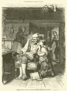 Den sveitsiske soldats retur (gravering) av French School