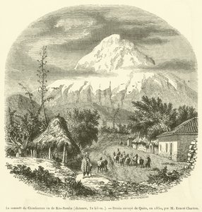 Toppen av Chimborazo sett fra Rio-Bamba, avstand, 32 kilometer (gravering) av French School