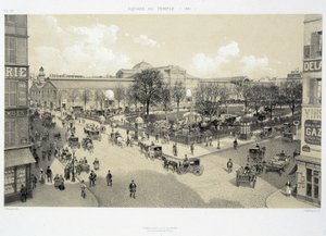 Le square du temple en 1881 - i "Paris gjennom tidene: le temple et la rue Royale", slutten av 1800-tallet av French School