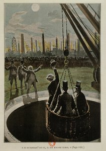 Leaving for the Moon, from From the Earth to the Moon av Jules Verne (1828-1905) utgitt i 1865 av French School