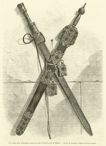 De såkalte Boabdil Arms, bevart i Real Armory of Madrid (gravering) av French School