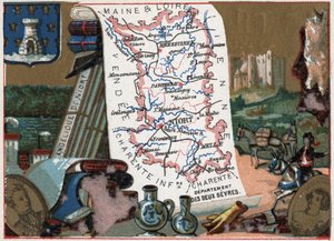 Les Deux Sevres (Deux-Sevres, 79), Poitou Charente (Poitou-Charente), Frankrike. Niorts engle. Serie om de franske avdelingene. Chromolithography (Chromo) "" den geografiske tråden"", ca 1920. Privat samling. av French School