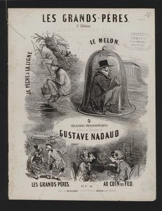 The Grand Fathers, fire filosofiske sanger av Gustave Nadaud (litho) av French School