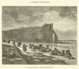 The Washers of Etretat (gravering) av French School