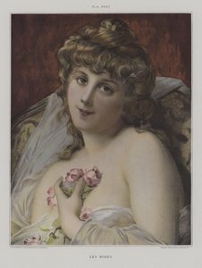 Les Roses (roser) (farge litho) av French School
