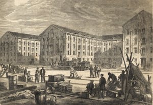 Les docks de Rouen en en 1866 - The docks of Rouen in 1866 - engraving av French School