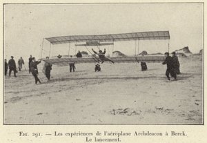 Opplevelsene til Archdeacon-flyet ved Berck, Lanseringen (gravering) av French School