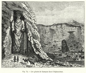 Bamiyan Giants i Afghanistan (gravering) av French School