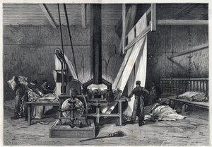 Les grandes usines - Dyeing erie Boutarel a Clichy la Garenne - Le mesh des Etoffes - engraving from 1869 av French School