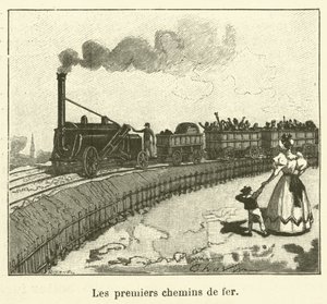 De første jernbanene (gravering) av French School