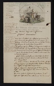 Brev fra Agence Generale des Armes, Poudres et Mines, Brussel, etter at Sør-Nederland ble annektert av Frankrike av French School